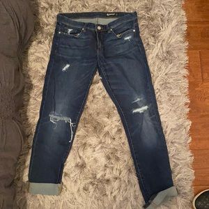 dark wash jeans with rips